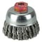 Weiler 2-3/4" Single Row Knot Wire Cup Brush .020" Steel Fill M10x1.50 Nut 13282 - alternate 1
